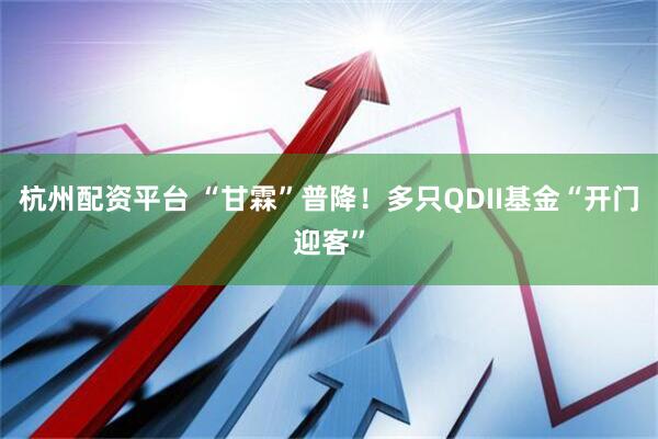 杭州配资平台 “甘霖”普降！多只QDII基金“开门迎客”